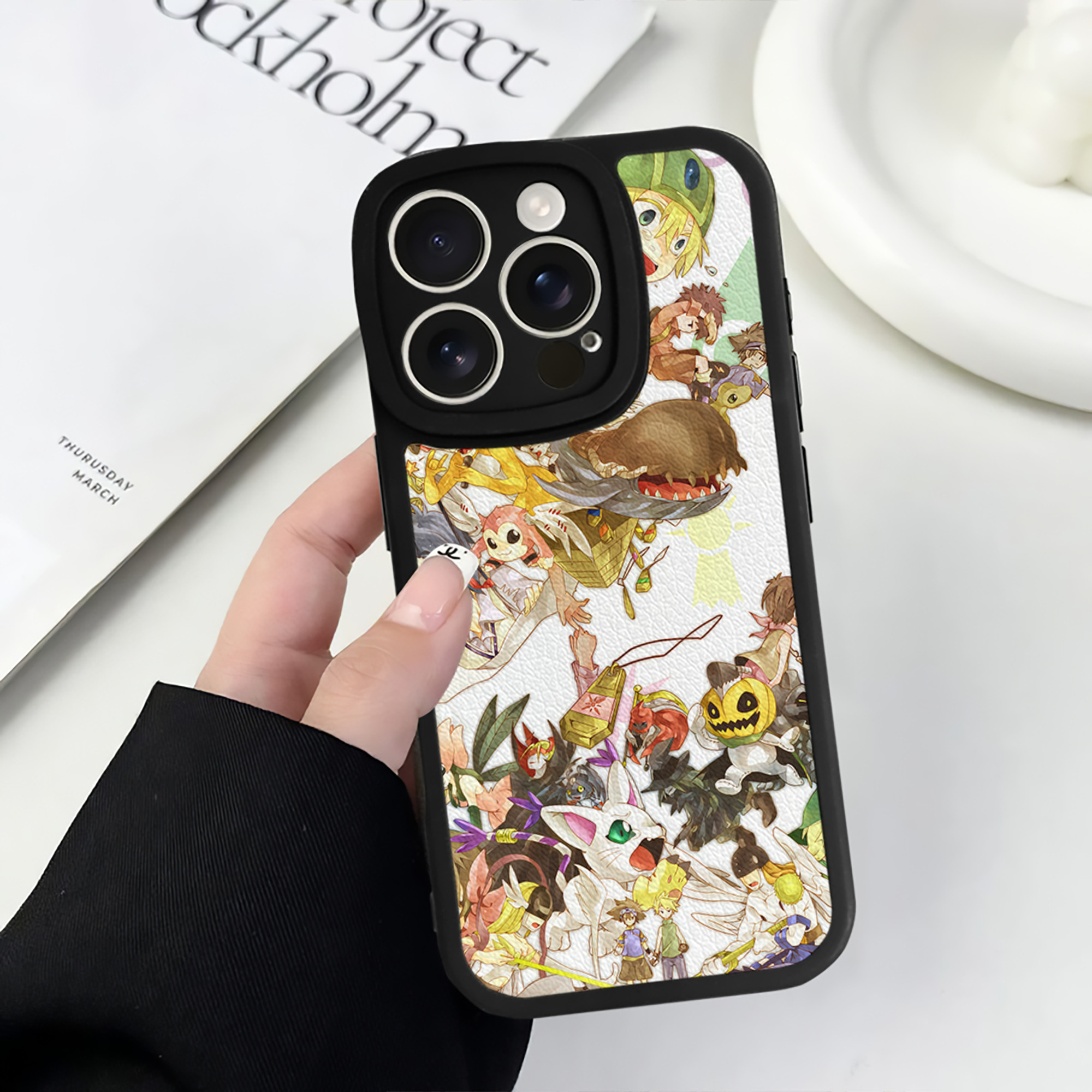 （画像用） Digimon デジタルモンスター/デジモン 【iPhone 16シリーズ対応】シリコンスマホケース（レザー調） 材質：シリコン